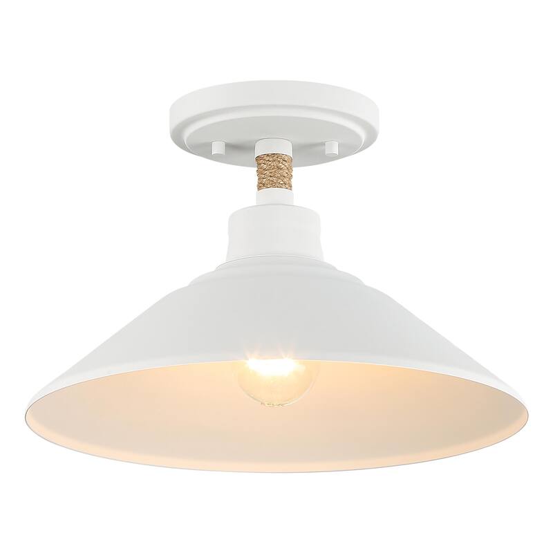 Golden Lighting Journey 1-light Semi-Flush Mount in Natural White - Natural White - 1-Light Semi-Flush