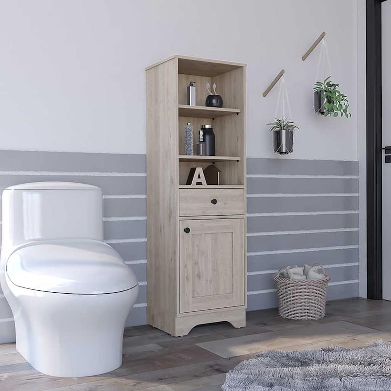 Linen Cabinet With One Drawer And One Cabinet - Beige