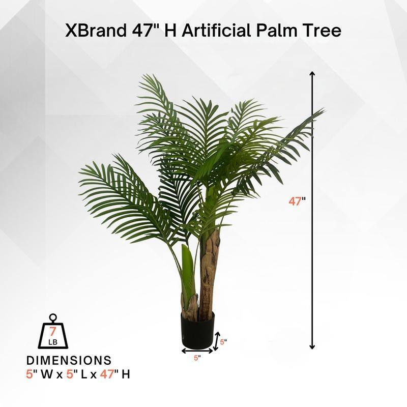 XBrand 47.2" Artificial Palm Tree - Realistic Faux Tropical Indoor Plant