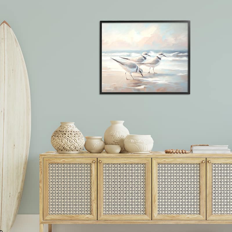Stupell Sandpipers Under Warm Beach Sun Framed Giclee Art Design By Ramona Murdock