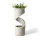 preview thumbnail 33 of 34, 32-Inch Modern Polyresin LED Spiral Outdoor Fountain With Small Planter by Glitzhome