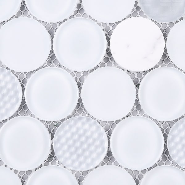 Tilegen Circle 2 X 2 Glass And Stone Mosaic Tile In White Wall Tile 10 Sheets 9sqft Overstock 27973503