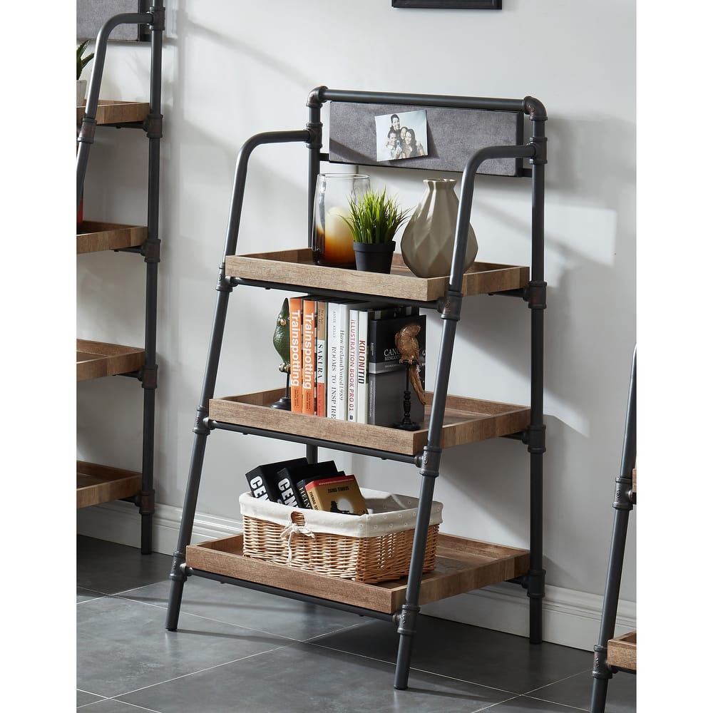 Pham Industrial Brown Metal Display Bookshelf by Furniture of America