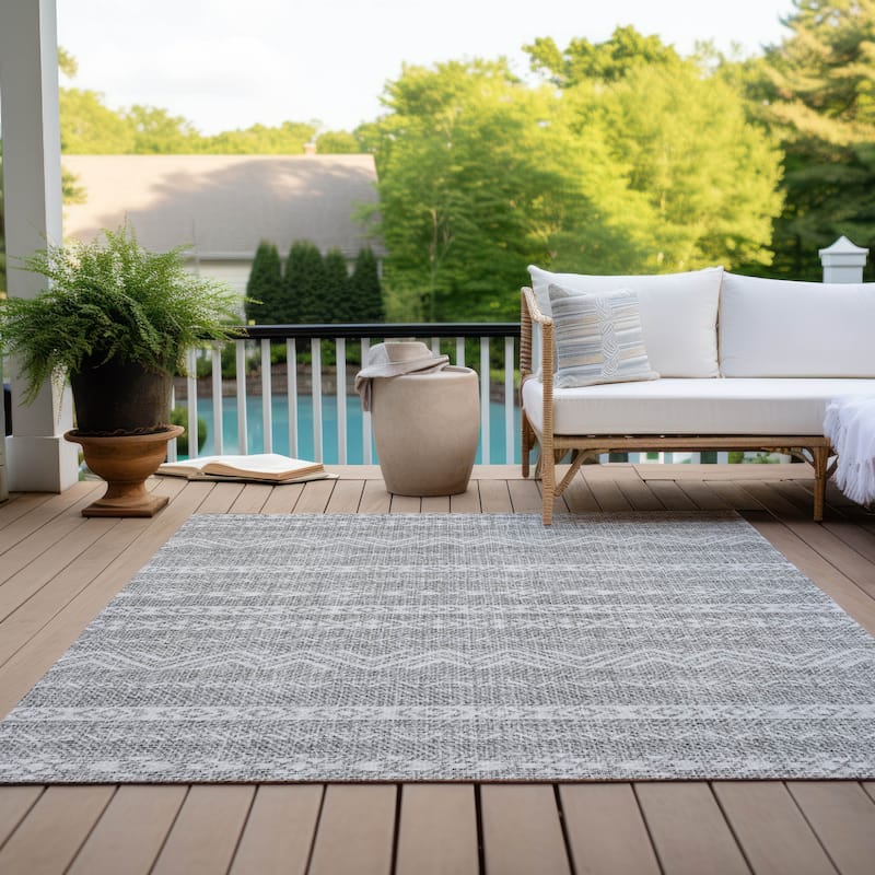 Machine Washable Indoor/ Outdoor Chantille Boho Stripes Rug