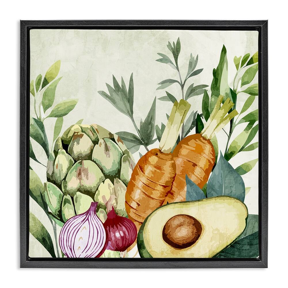 Stupell Organic Vegetable Harvest Framed Floater Canvas Wall Art Design By Kim Allen
