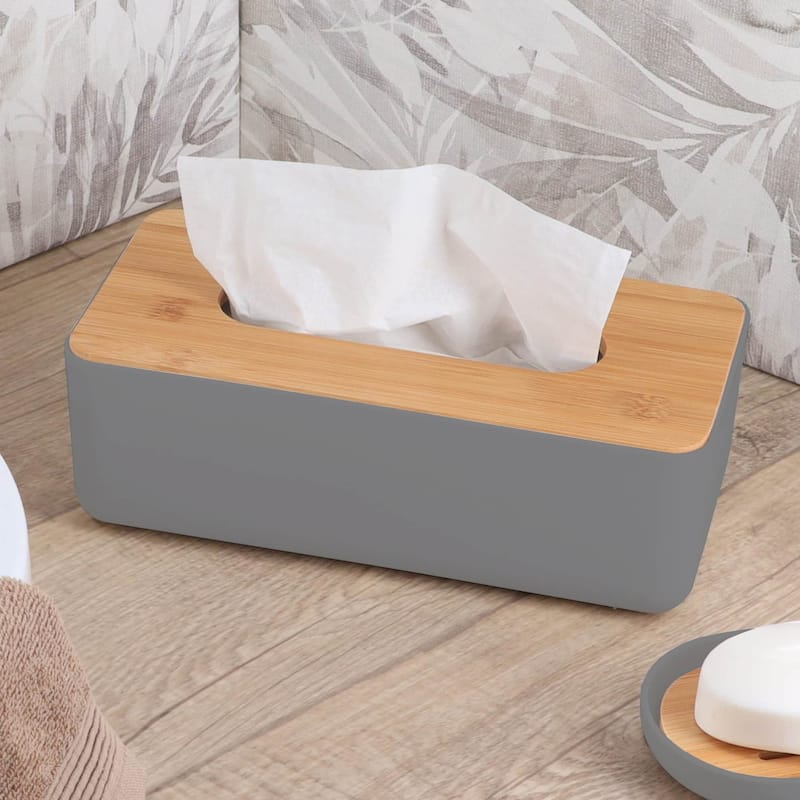 Grey Padang Bathroom Accessory Set 7-Pieces Bamboo - Tissue Dispenser