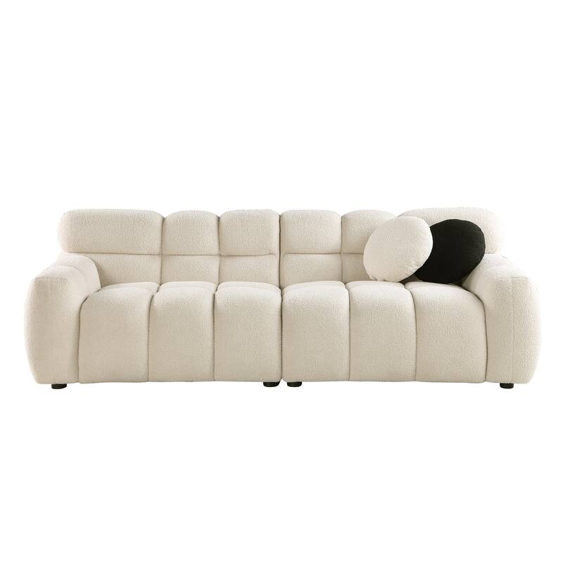 Modern 3-Seat Boucle Sofa with Clean Lines and Plush Cushions