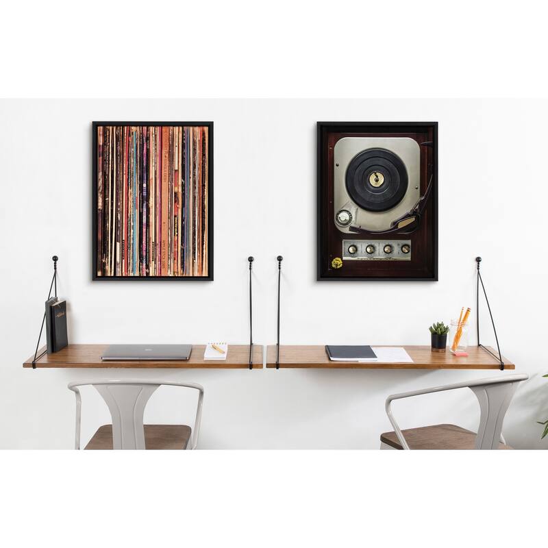 Kate and Laurel Sylvie Record Sleeves Framed Canvas by Robert Cadloff