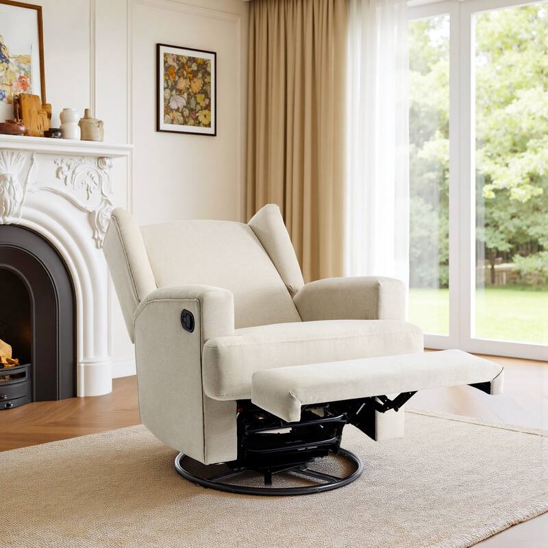 UIXE Upholstered Chenille/Boucle Swivel Glider Rocker Recliner