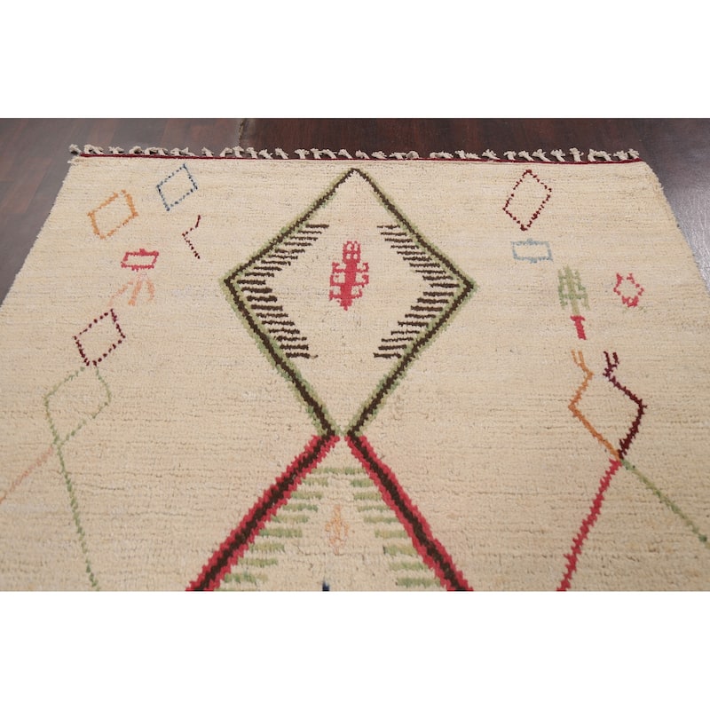 Tribal Oriental Moroccan Wool Area Rug Hand-knotted Home Decor Carpet - 6'1" x 9'9"