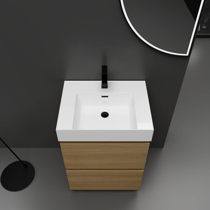 24 in. W x 18 in. D x 35 in. H Single Sink Freestanding Bath Vanity with White Resin Top