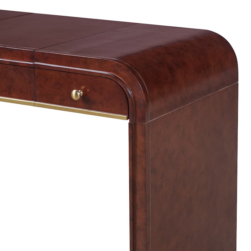 Classic Wood Vanity Desk with Flip Mirror, 3-in-1 Dressing Table with 2 Drawers