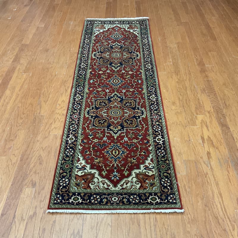 HERAT ORIENTAL Hand-knotted 2'6 x 8'3 Indo Serapi Wool Runner - 2'6" x 8'3"