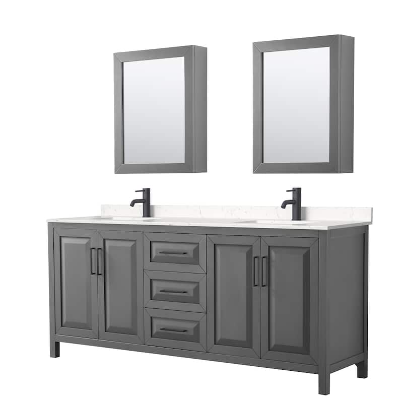 Daria 80 Inch Double Vanity, Cultured Marble Top, Medicine Cabinets