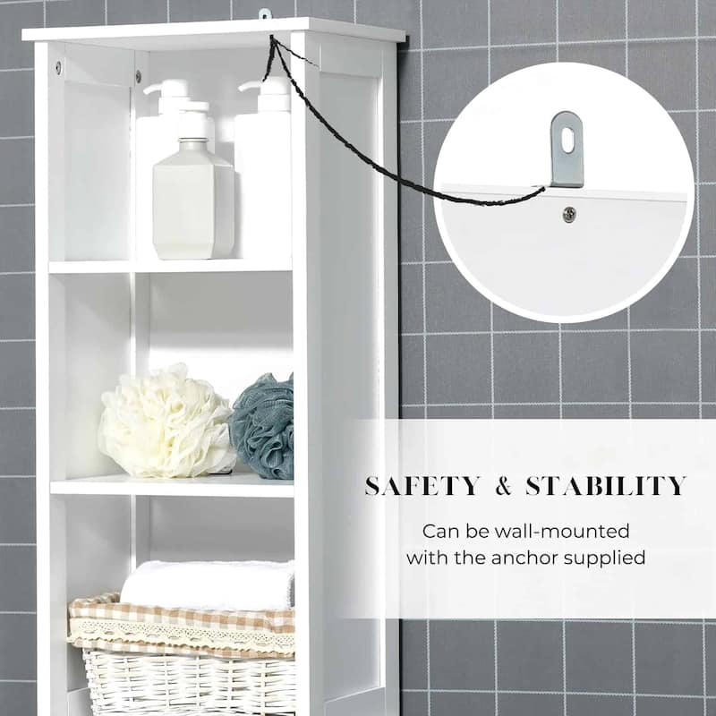 Stockholm Tall Bathroom Storage Cabinet Slim Linen Tower - 13 7/8"L x 10.4"W x 68"H