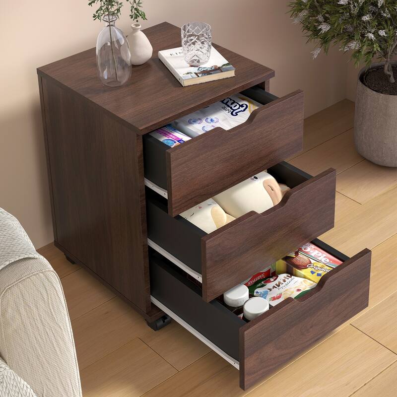 3-Drawer Vertical Filing Cabinet Rolling Wood Mobile File Cabinets Under Desk for Home Office with Casters (Fully Assembled)