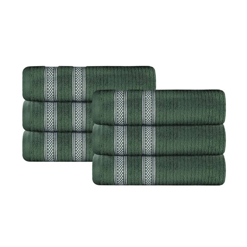 Superior Brea Zero Twist Cotton Ribbed Modern Hand Towel Set of 6