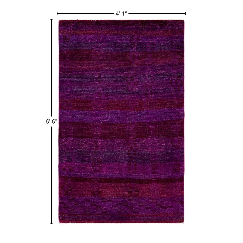 Overdyed One-of-a-Kind Hand-Knotted Area Rug - Purple - 4' 1" x 6' 6"