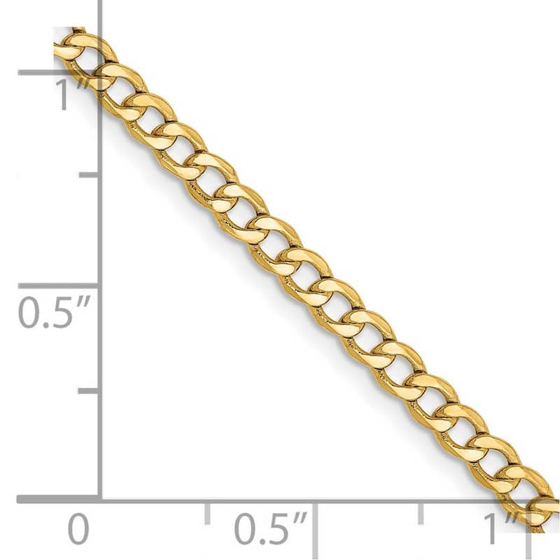 Curata 14k Yellow Gold 2.85mm Curb Chain Necklace for Men