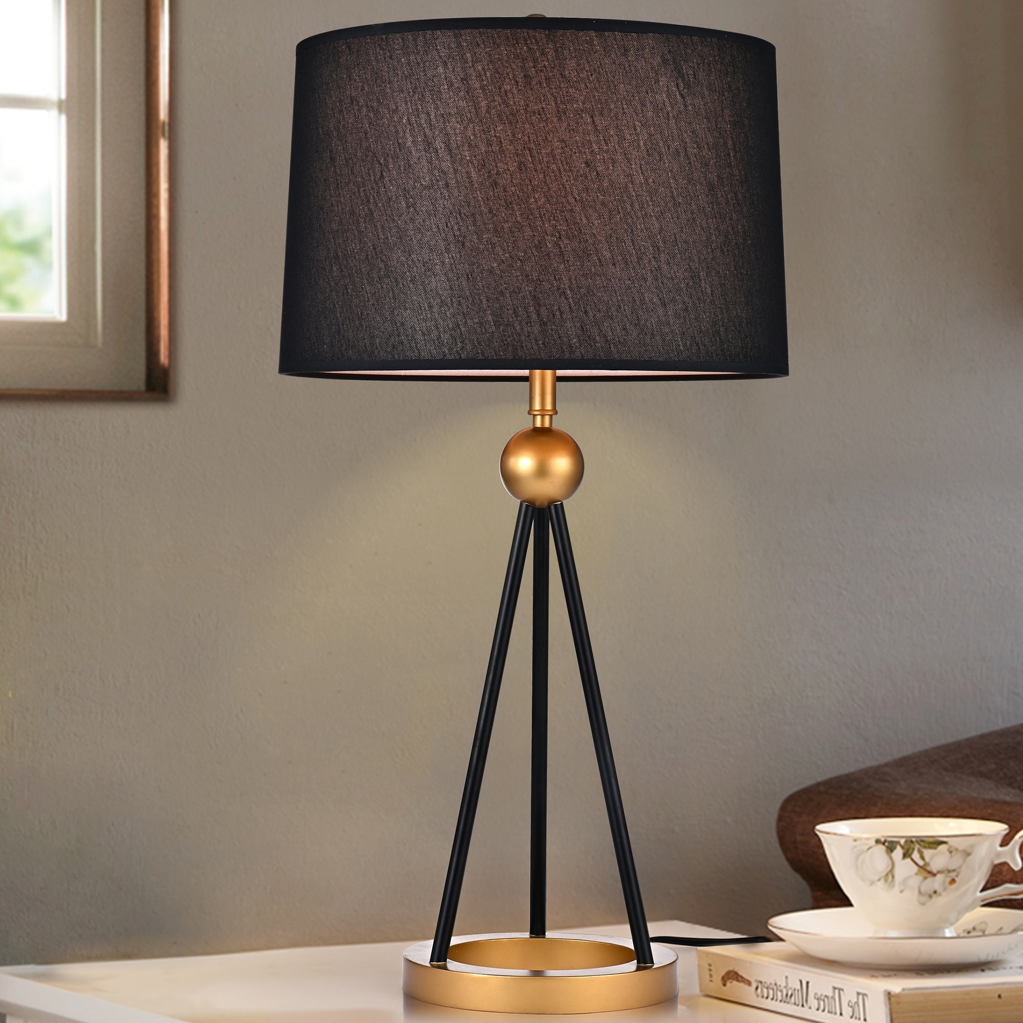 Warehouse of Tiffany Kurita Black and Matte Gold Table Lamp