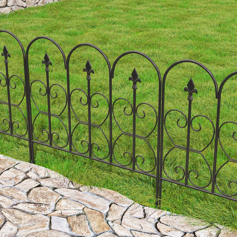 5/10-Pack Decorative Metal Garden Fence Panels Rustproof Outdoor Landscape Edging for Yard