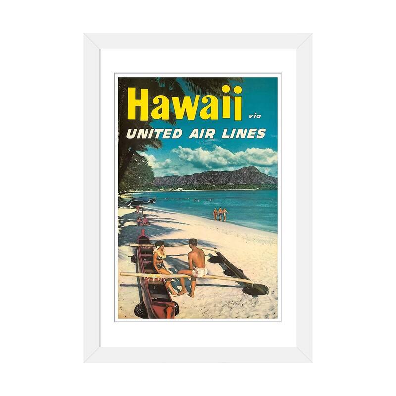 iCanvas "Hawaii - United Airlines" by Unknown Artist - White - 32x24x1
