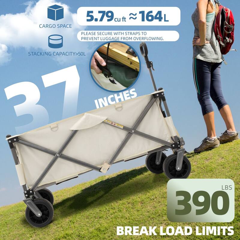 Heavy Duty Utility Beach Wagon Cart for Sand with Big Wheels