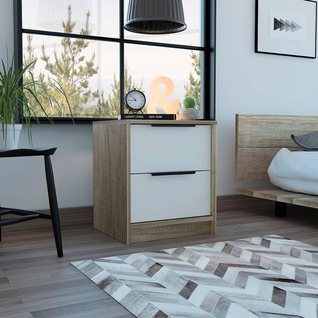 Boahaus Toledo Nightstand (White - Brown)