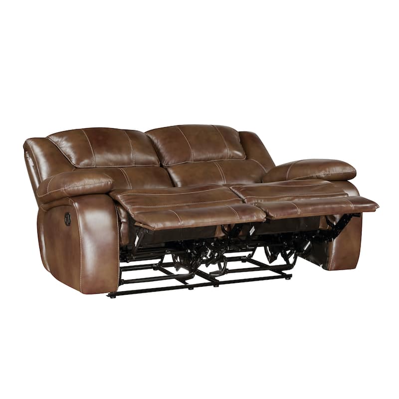Fremont & Park Baron 65" Leather Manual Double Reclining Loveseat, Wall Hugger Design