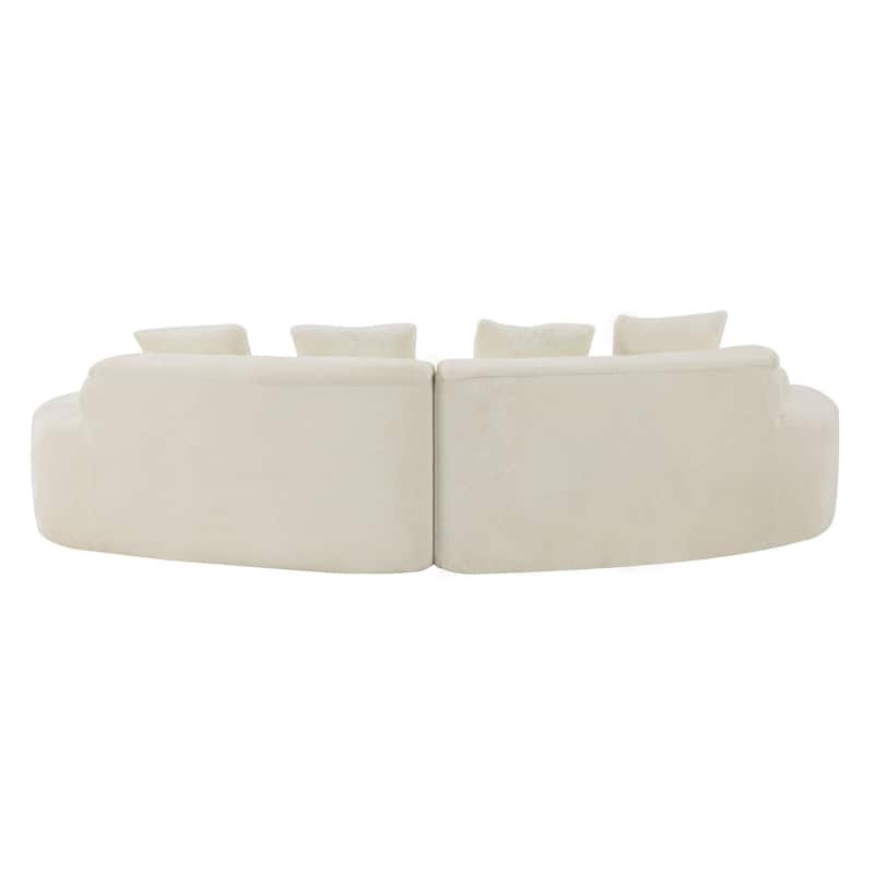Plush Curved Sectional Sofa Cozy Modular Deep Seat Couch with Pillows