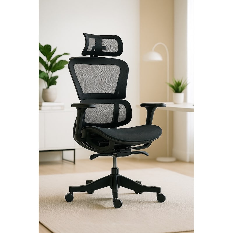 High Back Mesh Office Chair,The Ergonomic Office Chair Can Be Adjust To 3 Angles,360°Swivel - Black