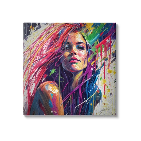 Stupell Modern Girl with Paint Splatter Canvas Wall Art Design by Lena  Owens - Bed Bath & Beyond - 38381434
