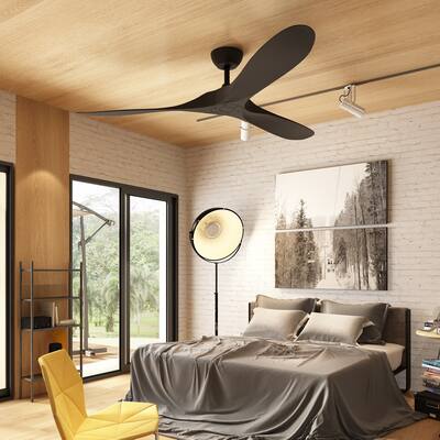 Contemporary Matte Black 52-Inch Ceiling Fan with Remote Control
