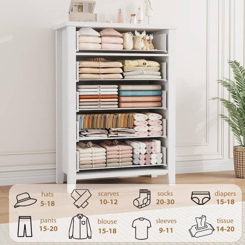 armhouse 5 Dresser for Bedroom, 45.2" Tall Dresser, Vertical Drawer with Storage Freestanding