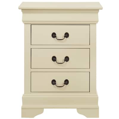 3-Drawer Wood Nightstand - 29" - Beige