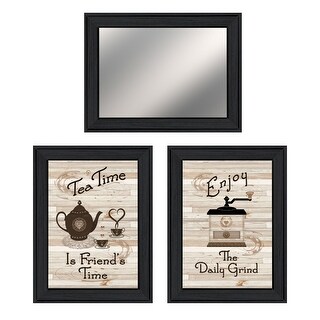 Set Of Three Enjoy Tea Time Black Framed Kitchen Wall Art and Mirror ...