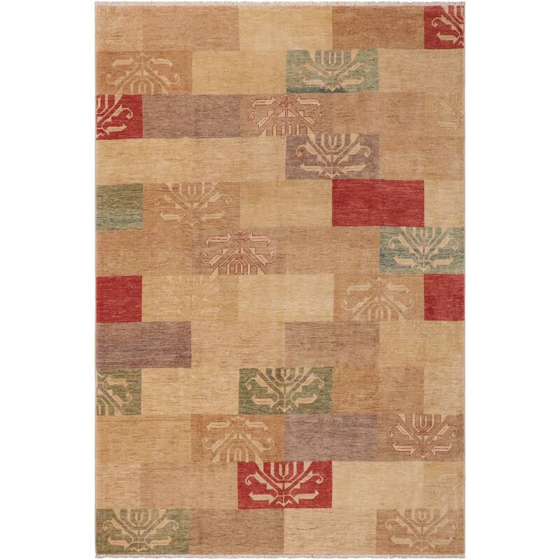 Rustic Bohemian Ri Gabbeh Hand Knotted Wool Area Rug - 9'0'' x 11'6''