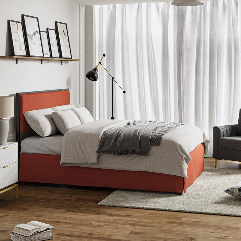 Oliver Modern Washable Slipcover Bed Upholstered Metal by HULALA HOME