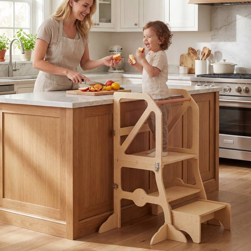 Gymax 2 in 1 Toddler Tower w/Removable Safety Bar for Children 3+