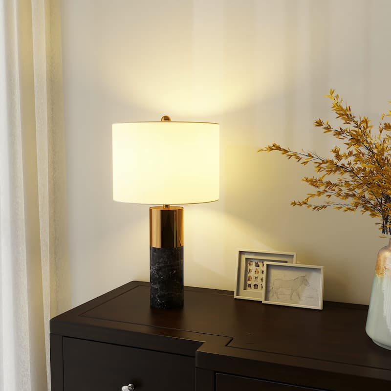 Set of 2 Luxury Marble Gold Bedside Table Lamp