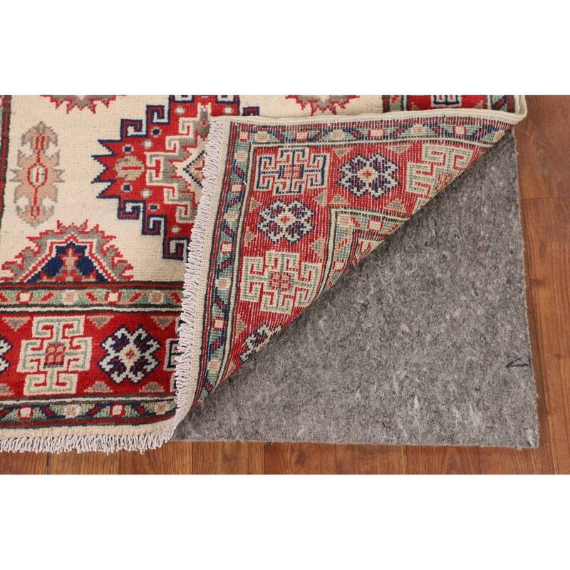 Ivory Kazak Foyer Rug Hand-Knotted Wool Carpet - 2'9" x 4'1"