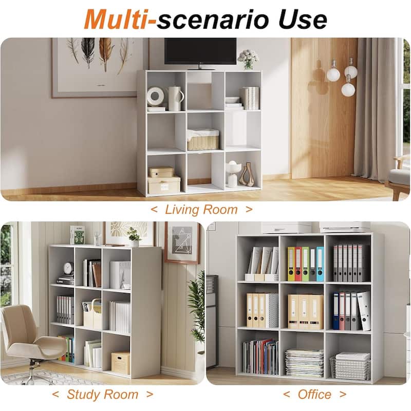 9 Cube Storage Organizer, Bookshelf with 5 Removable Back Panels for Living Room, Bedroom, Home Office - 36"D×36"W×11.6"H