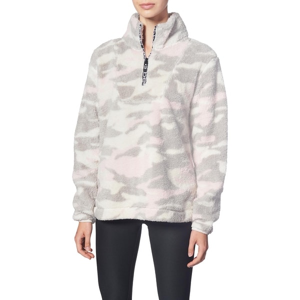 Bebe Sport Sherpa Camouflage Print Active 1 4 Zip Pullover For Women Ivory Blush Combo Overstock