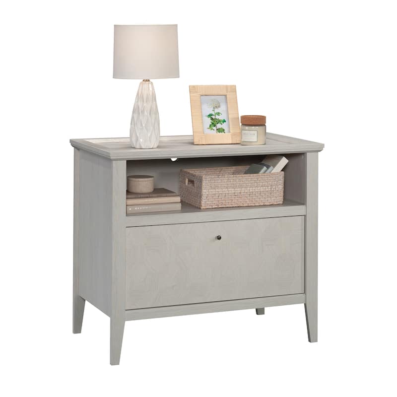 Wood Lateral File with Spacious Drawer, Light Gray