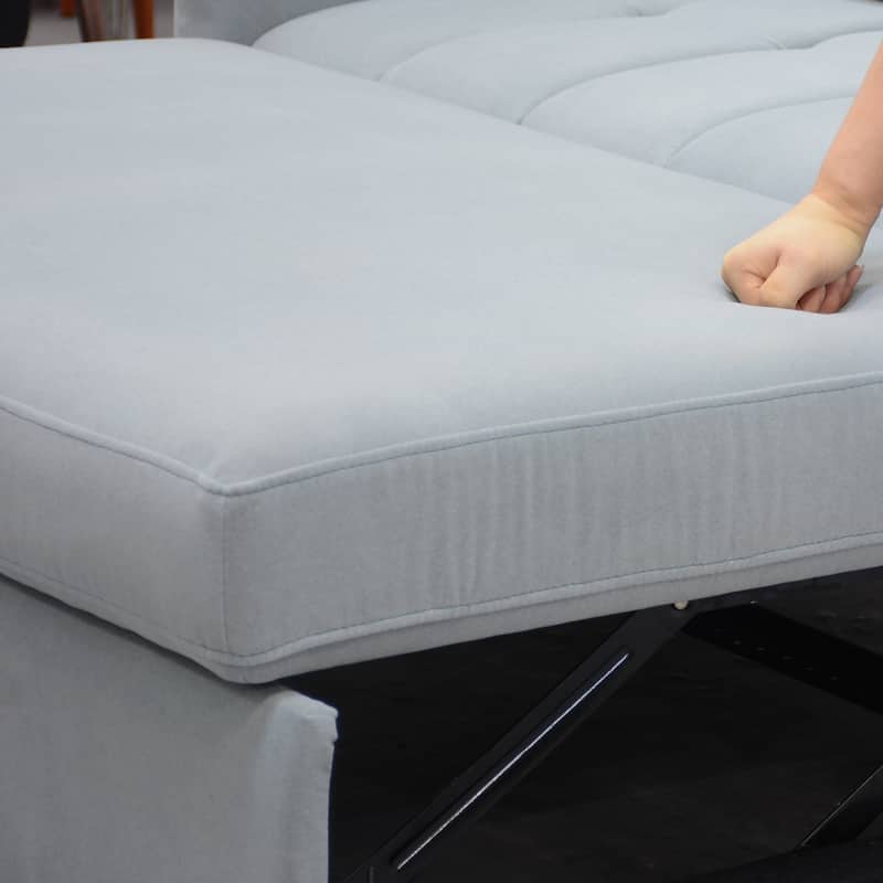 3 in 1 Sleeper Sofa Bed, Light Blue Fabric, 57x35x36 inches