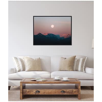 Kate and Laurel Sylvie Panoramic Pastel Moonrise over Icelandic Mountains Framed Canvas by Michael Schauer