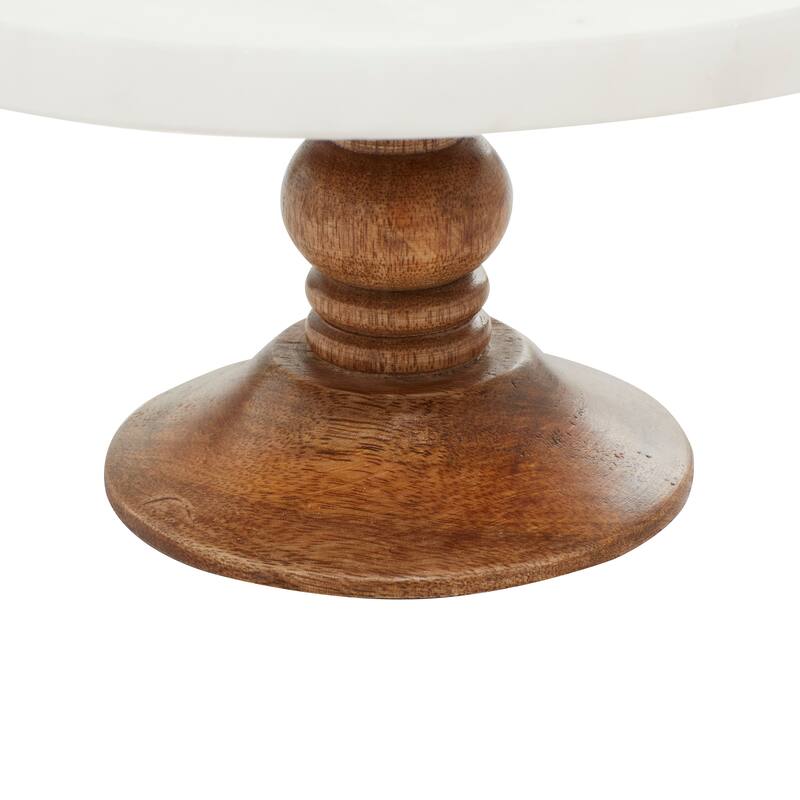 White Mango Wood Cake Stand with Wood Base