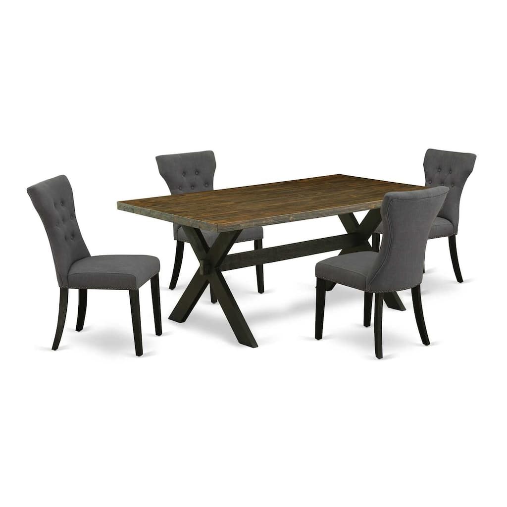 Mid Century Dining Set - 5 Piece Table and Chair Set - Rectangular Kitchen Table with Upholstered Parsons Chairs - 72