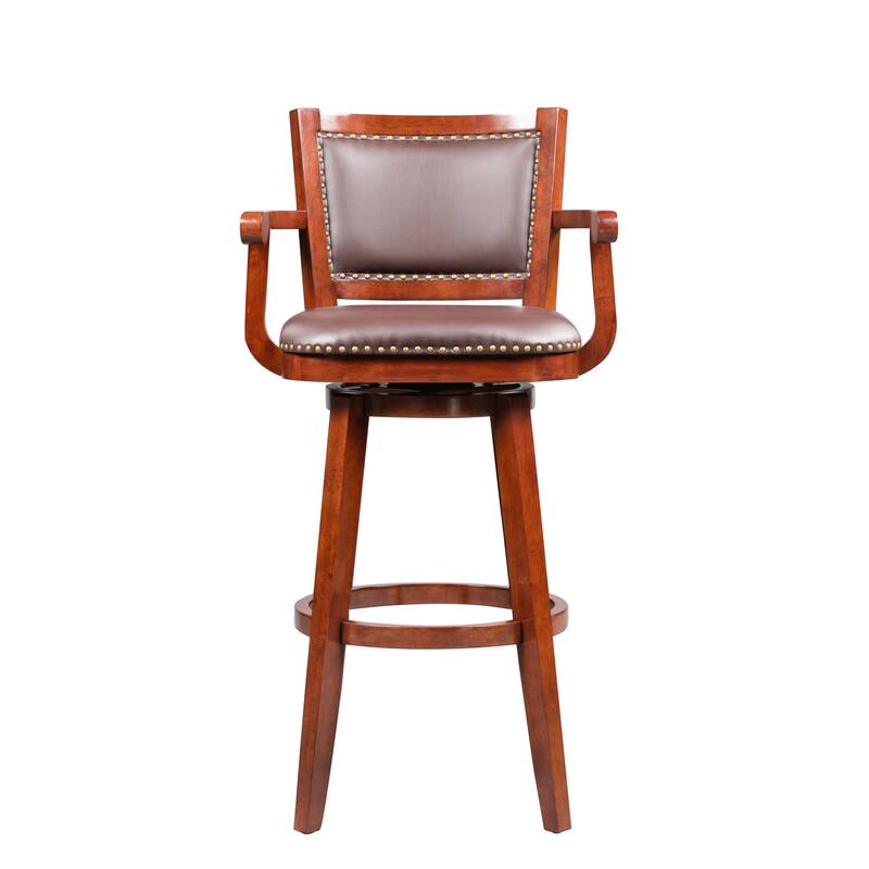 Broadmoor Extra Tall Cherry Brown Swivel Wood Stool