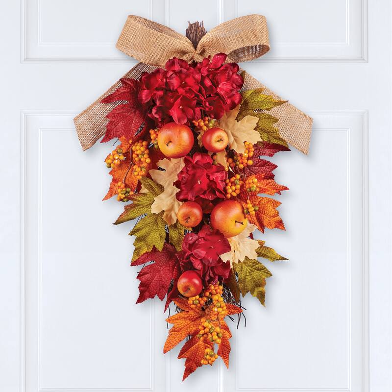 Multicolor Autumn Leaves Floral Apple Hanging Swag - 12 x 22 x 5 - 12 x 22 x 5